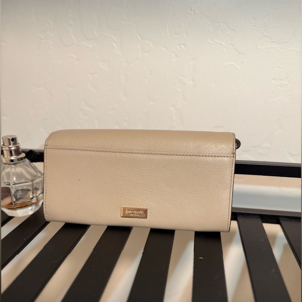 Kate Spade Nude “Mara”Leather Wallet Wristlet w Structured Bow Retractable Strap - Picture 12 of 13